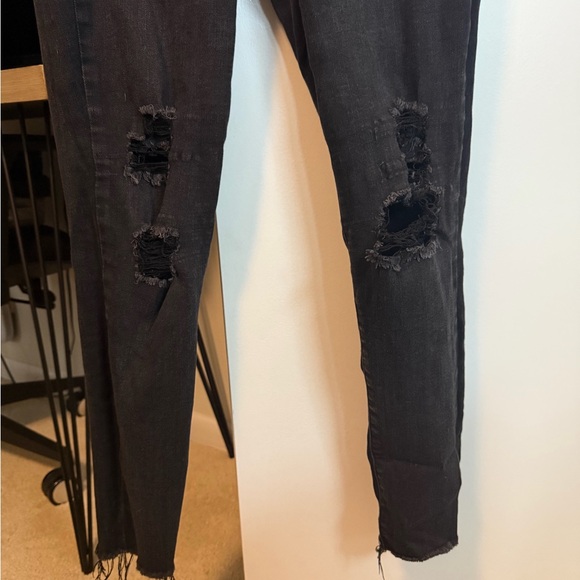 GAP Black Charcoal Ripped Skinny Jeans 8/29 Regular Favorite Jeggings - Picture 4 of 12